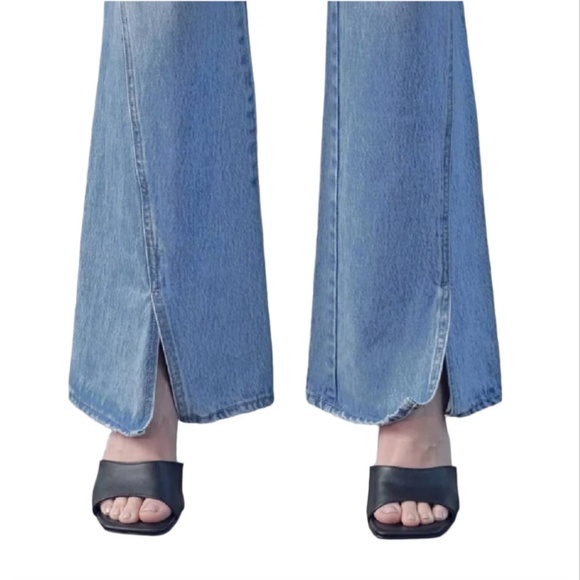 HIDDEN Happi High Rise Flare Split Wide Leg Distressed 100% Cotton Jeans - Picture 2 of 12